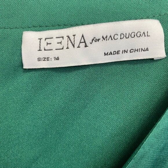 Mac Duggal 55245 Size 14 Emerald Long Sleeve Ruched Waist A-Line Slit Gown NWOT - Picture 8 of 16